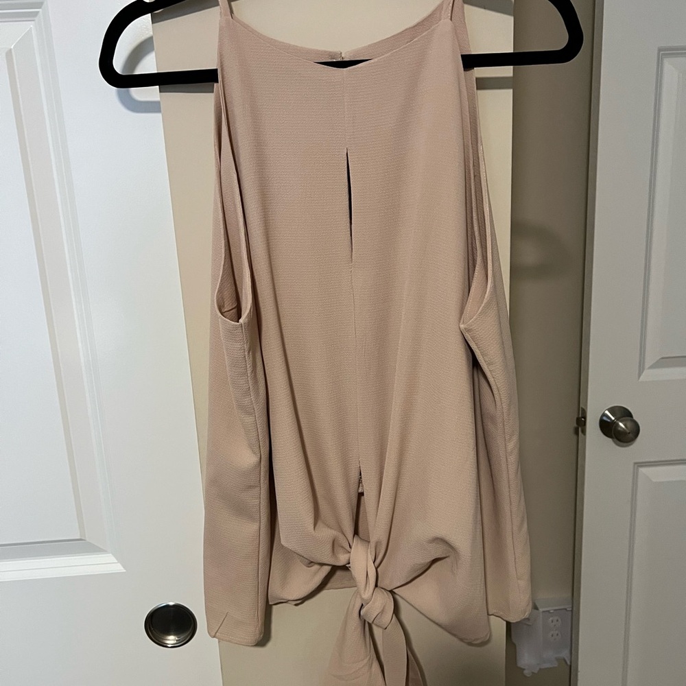 Women's Sleeveless Crew Neck Tank Top Cami Front Tie Knot Keyhole Blouse